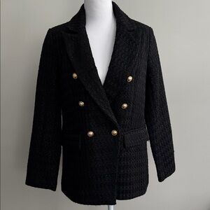 Rachel Zoe Black Women's Tweed Blazer with Gold Buttons size S